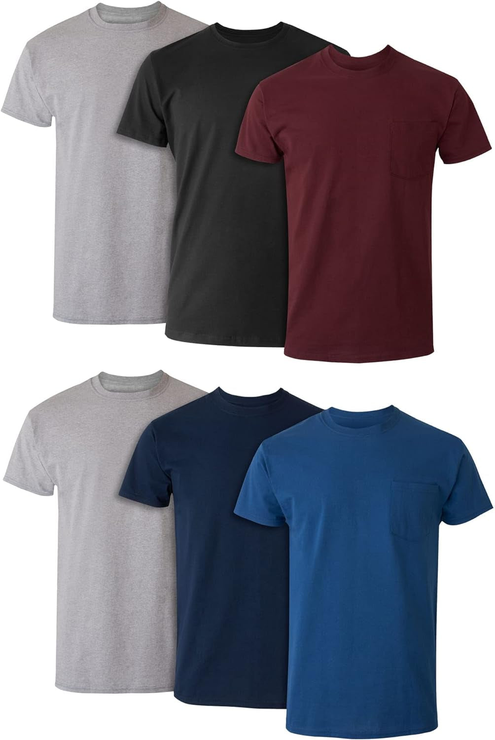 Pocket T-Shirt Pack, 6-Pack, Cool & Breathable Cotton Tees, Stay-Tucked Undershirts for Men