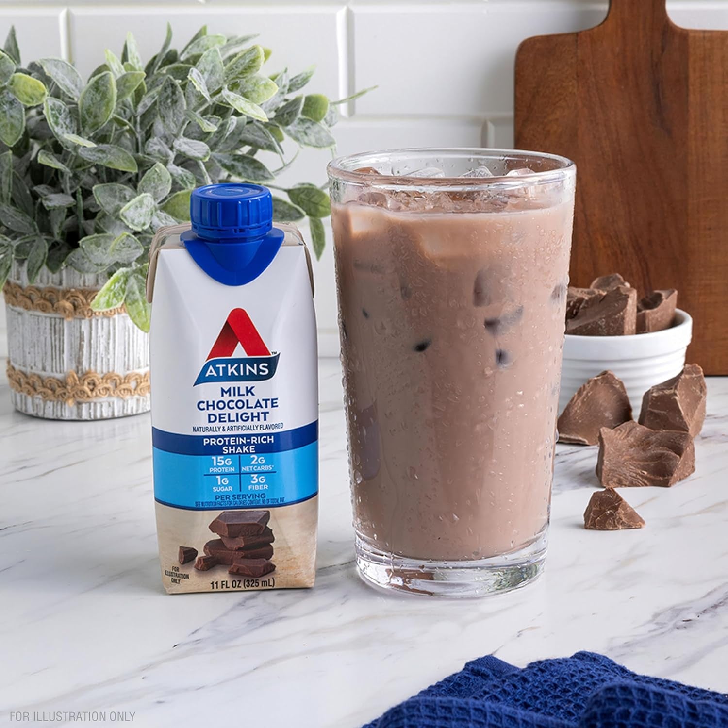 Milk Chocolate Delight High Protein Shake, 15G Protein, Low Glycemic , 2G Net Carb, 1G Sugar, Keto Friendly , Chocolate Flavored Protein Shakes, 12 Count