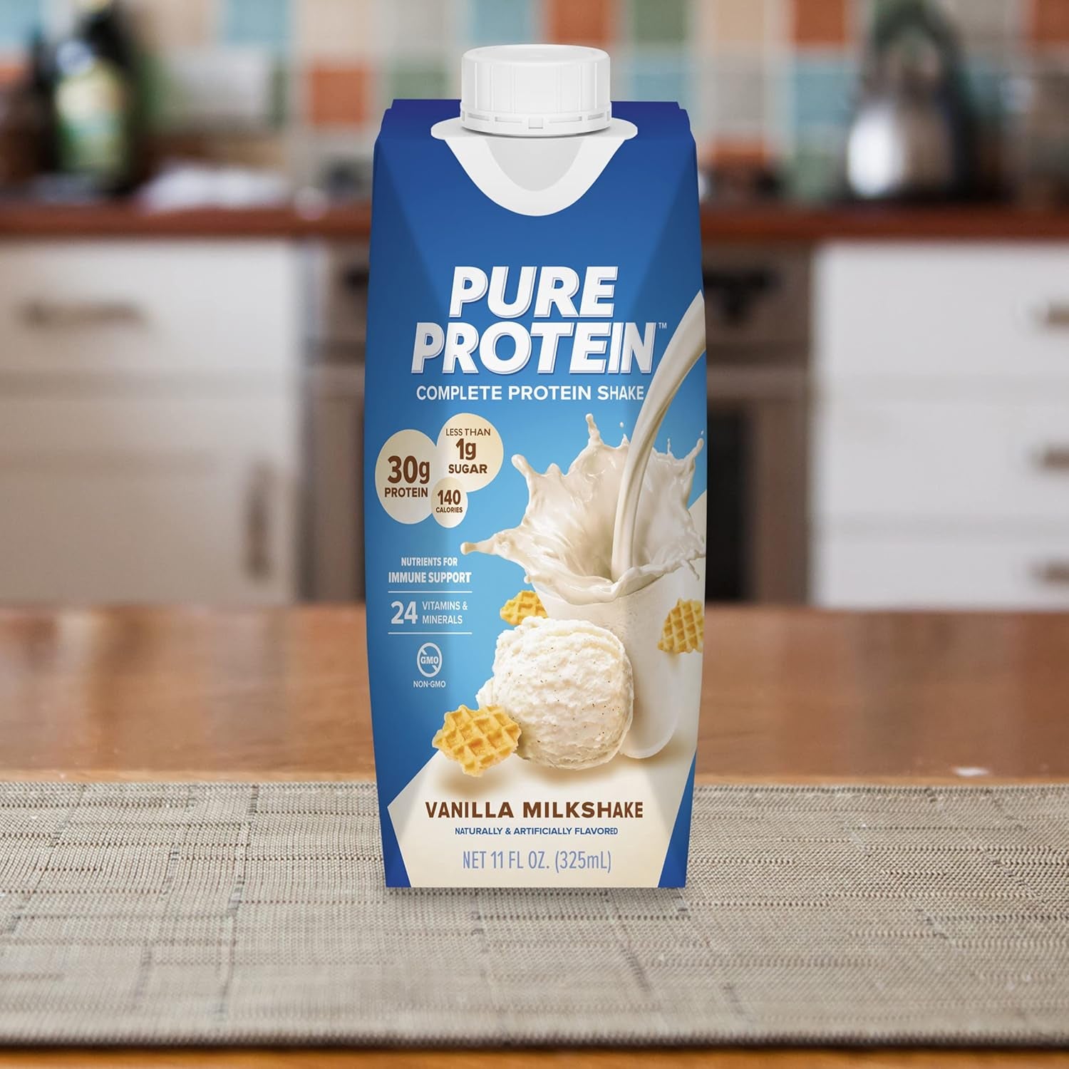 Vanilla Protein Shake, 30G Complete Protein, Vitamins A, C, D, and E plus Zinc to Support Immune Health, Ready to Drink and Keto-Friendly, 11Oz Bottles, 12 Pack
