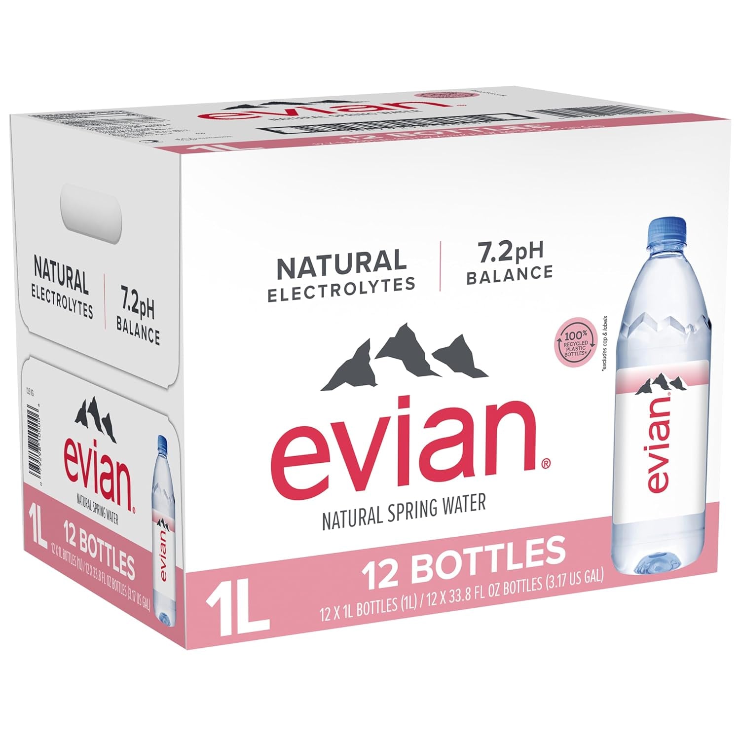 Natural Spring Water, 1 L Bottle, 12 Pack
