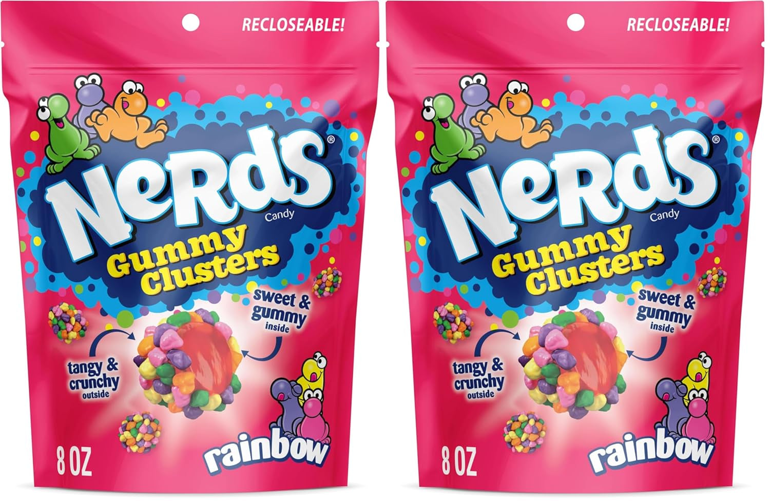 Gummy Clusters, Candy, Rainbow, Crunchy and Gummy, 8 Oz