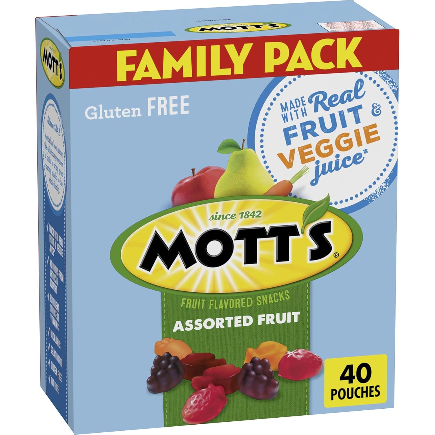 Fruit Flavored Snacks, Halloween Treats, Assorted Fruit, Gluten Free Snack, Family Pack, 40 Ct, 32 Oz