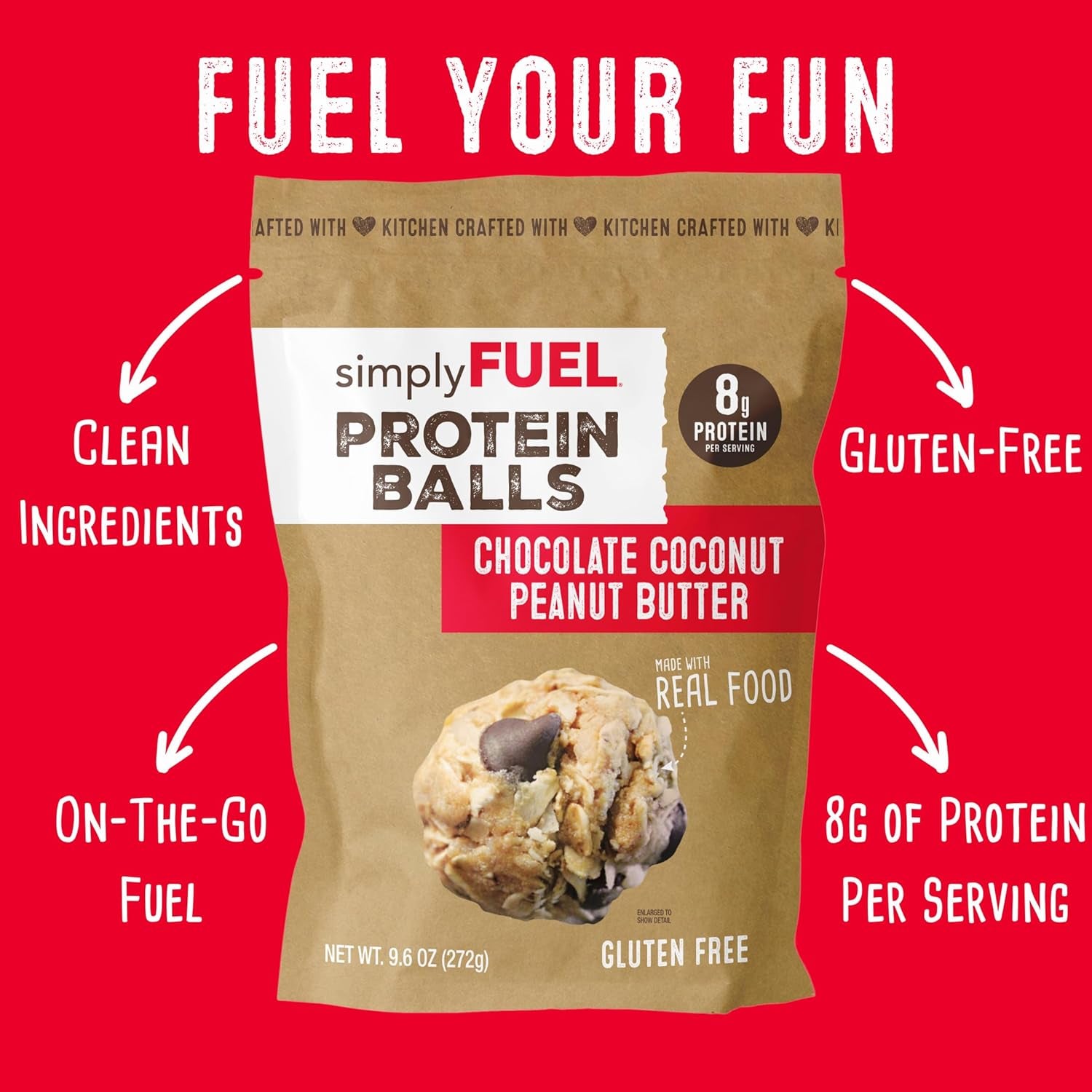 Whole Food Protein Balls with Probiotics - Chocolate Coconut Peanut Butter Snacks - 8G Protein Snack - Gluten Free Energy Balls