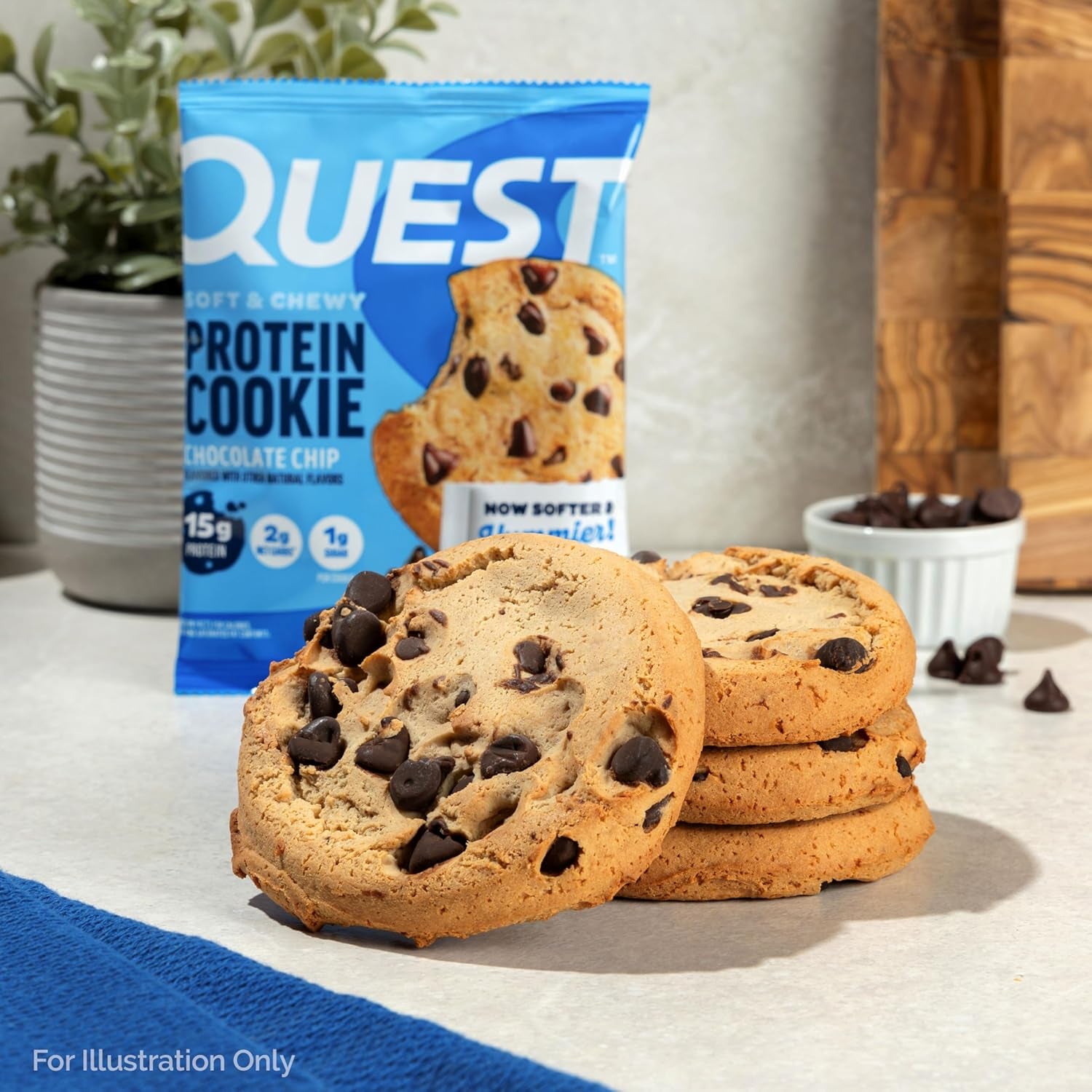 Nutrition Chocolate Chip Protein Cookie, 15G Protein, 1G Sugar, 2G Net Carbs, Keto Friendly, High Protein, Low Carb; 12 Count