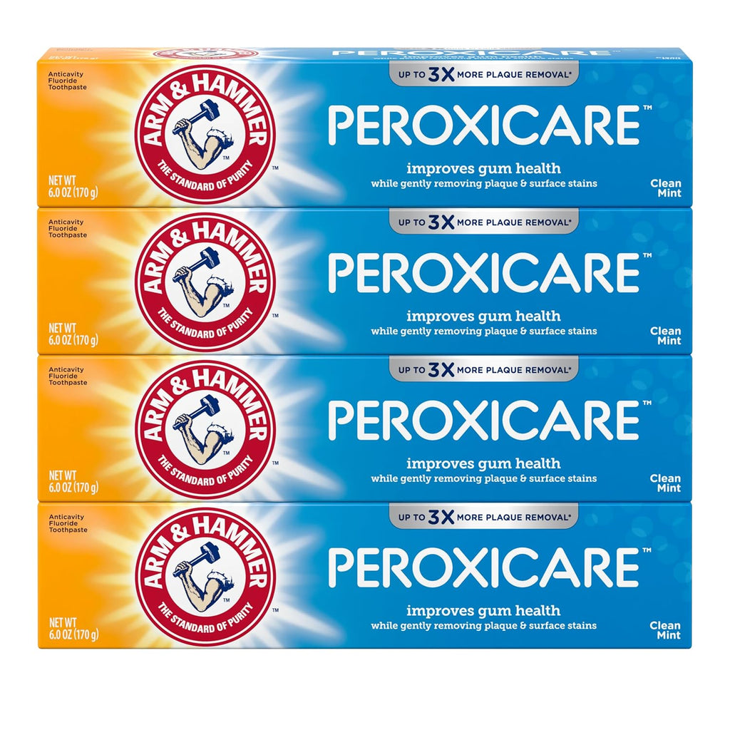Peroxicare Toothpaste for Gum Health, Baking Soda Toothpaste, Clean Mint, 6.0 Oz (Pack of 4