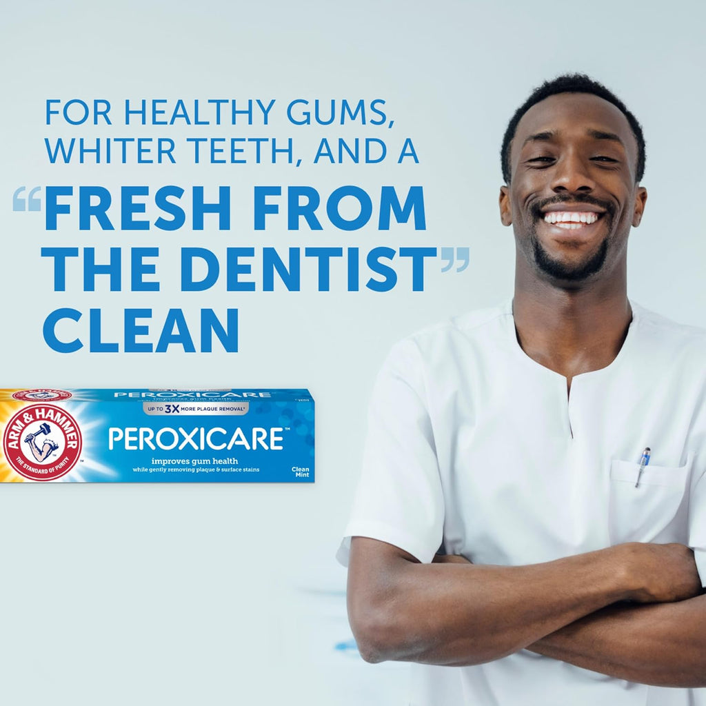 Peroxicare Toothpaste for Gum Health, Baking Soda Toothpaste, Clean Mint, 6.0 Oz (Pack of 4