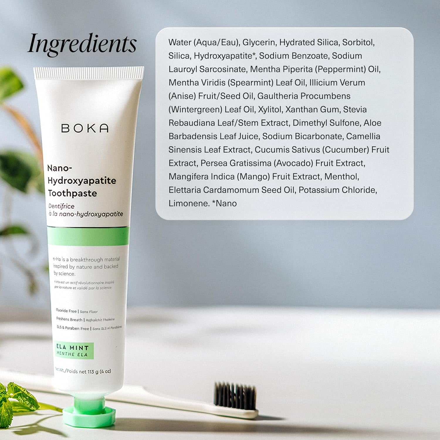 Fluoride Free Toothpaste, Nano Hydroxyapatite Toothpaste, Appropriate for Sensitive Teeth - for Adult, Kids Oral Care - Ela Mint Flavor, 4 Fl Oz 1Pk US Manufactured