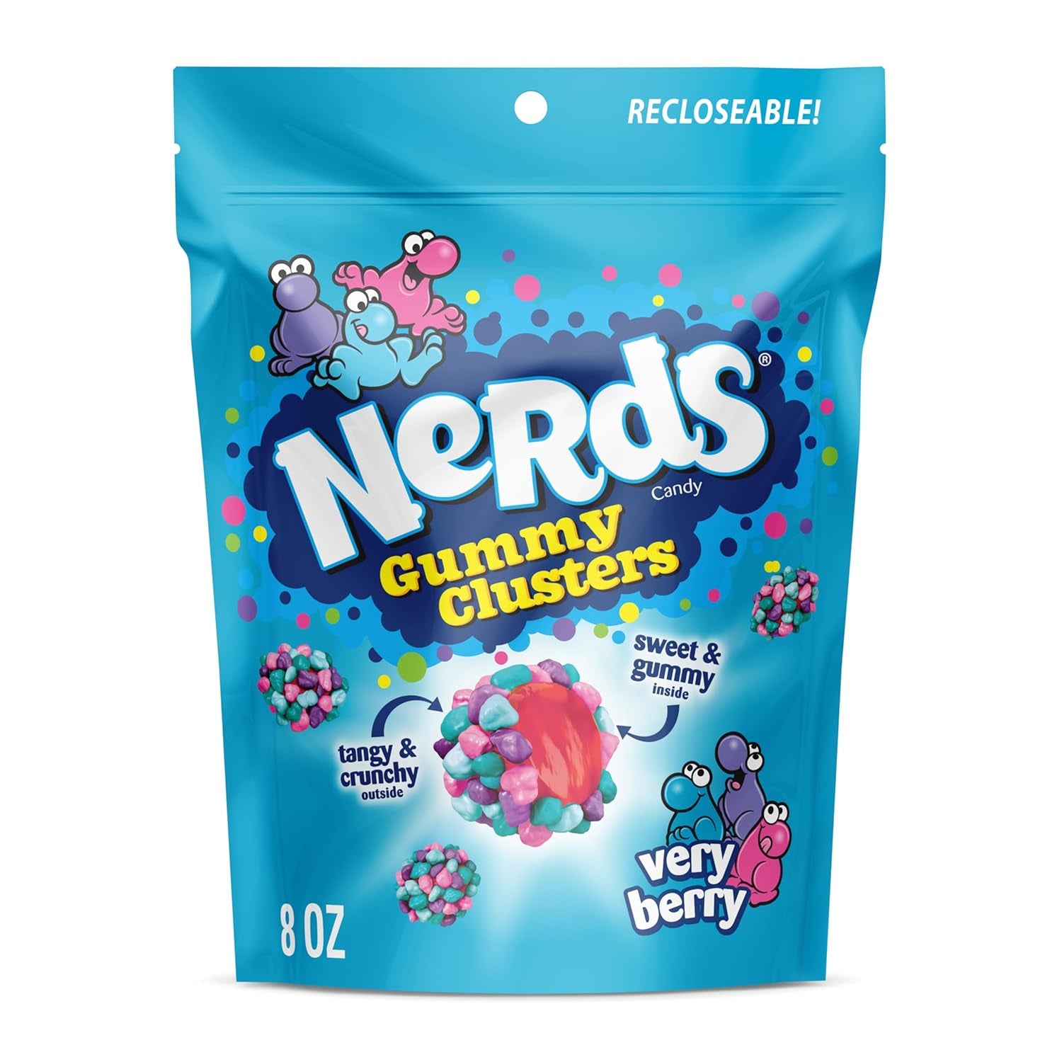 Gummy Clusters, Candy, Rainbow, Crunchy and Gummy, 8 Oz