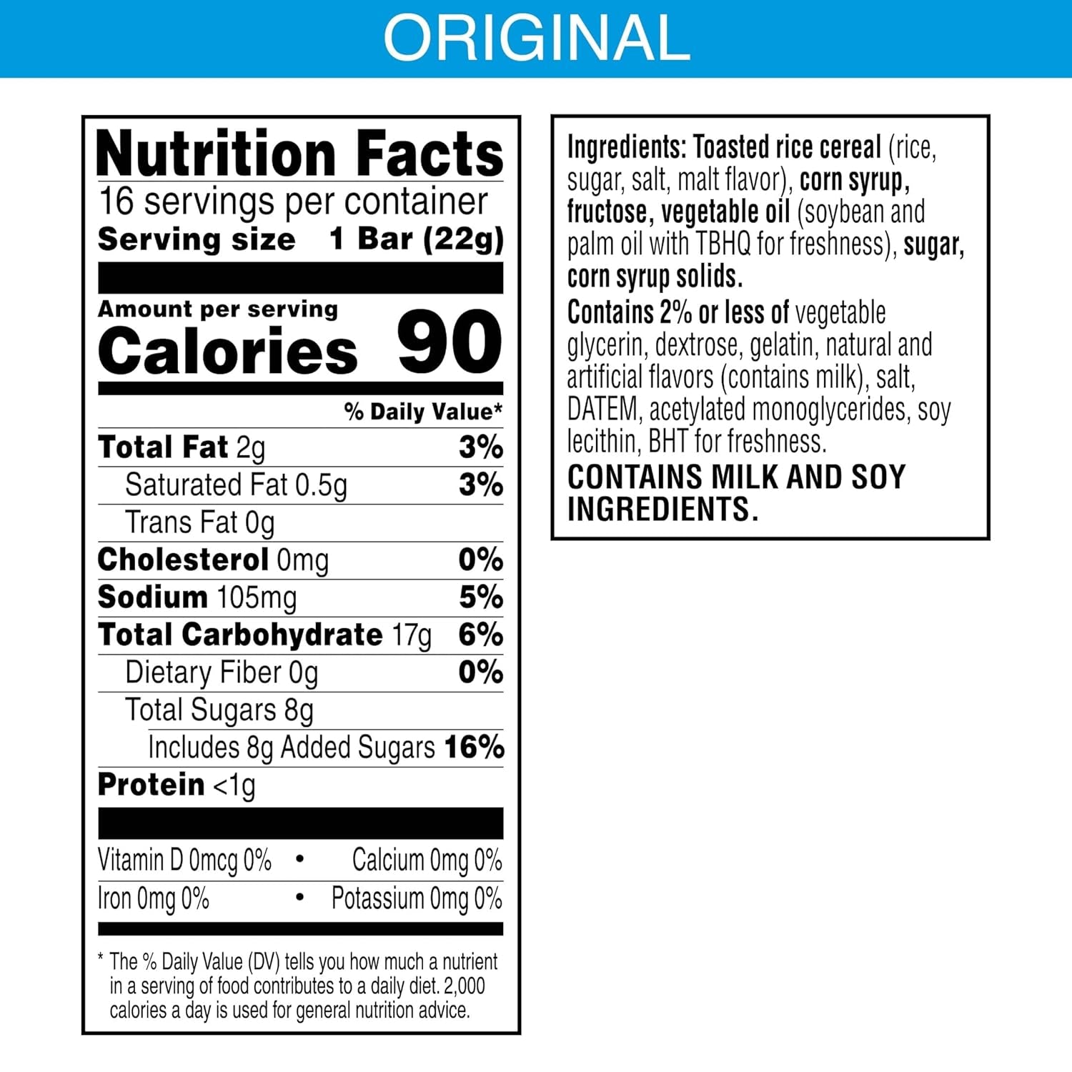 Marshmallow Snack Bars, Kids Snacks, Lunch Snacks, Original, 12.4Oz Box (16 Bars)