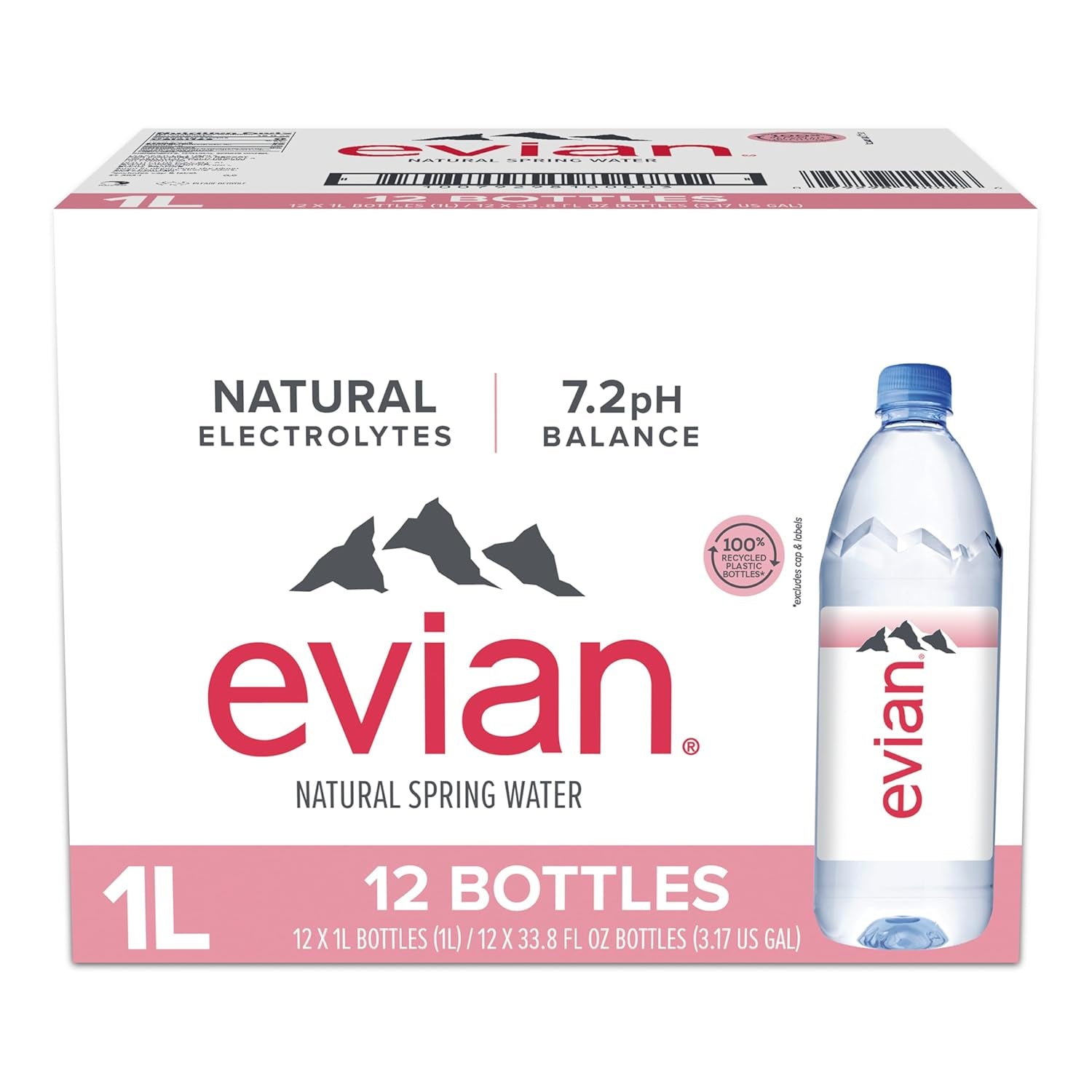 Natural Spring Water, 1 L Bottle, 12 Pack