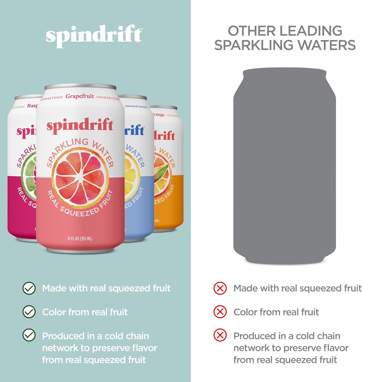 Sparkling Water, 4 Flavor Variety Pack, Made with Real Squeezed Fruit, 12 Fl Oz (Pack of 20)