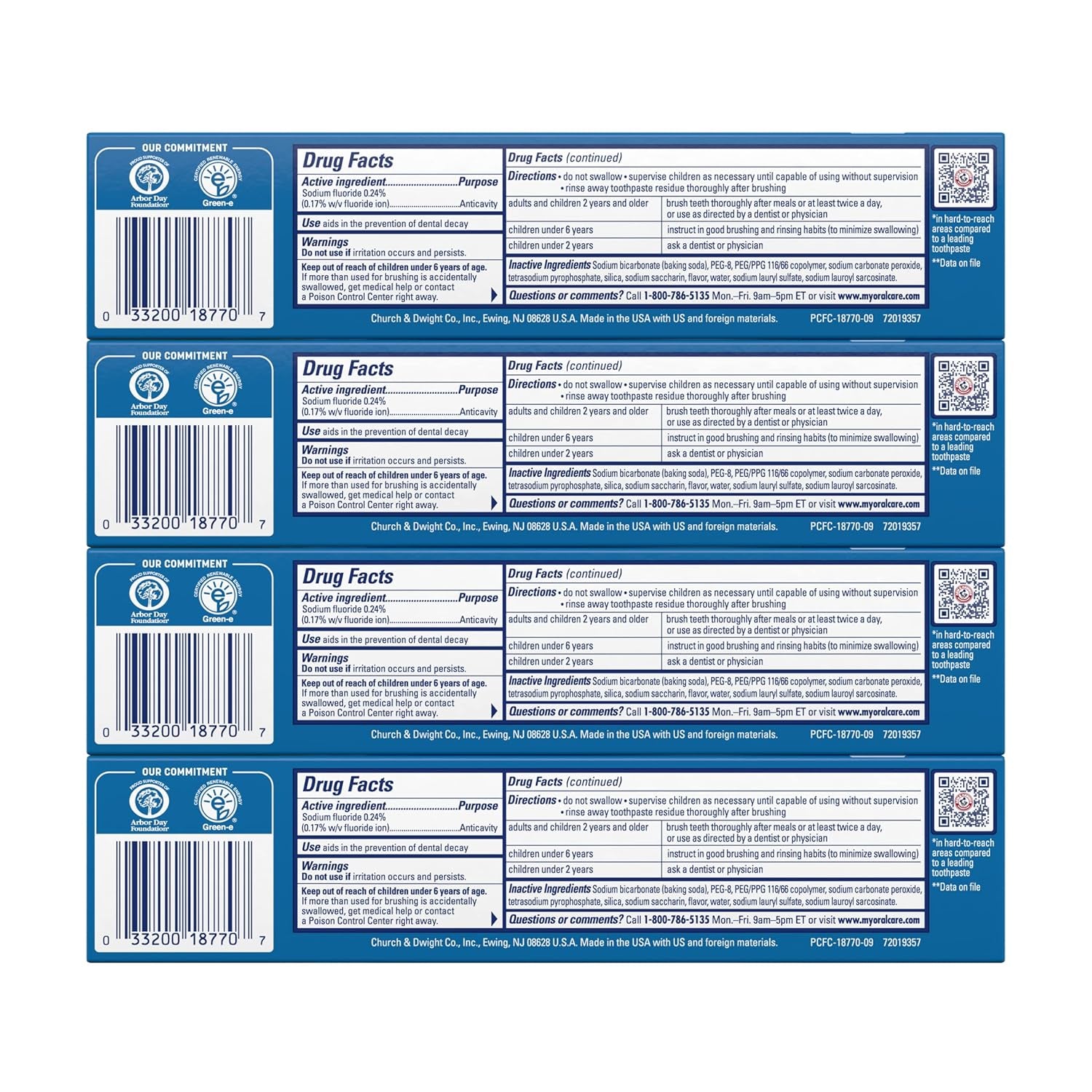 Peroxicare Toothpaste for Gum Health, Baking Soda Toothpaste, Clean Mint, 6.0 Oz (Pack of 4