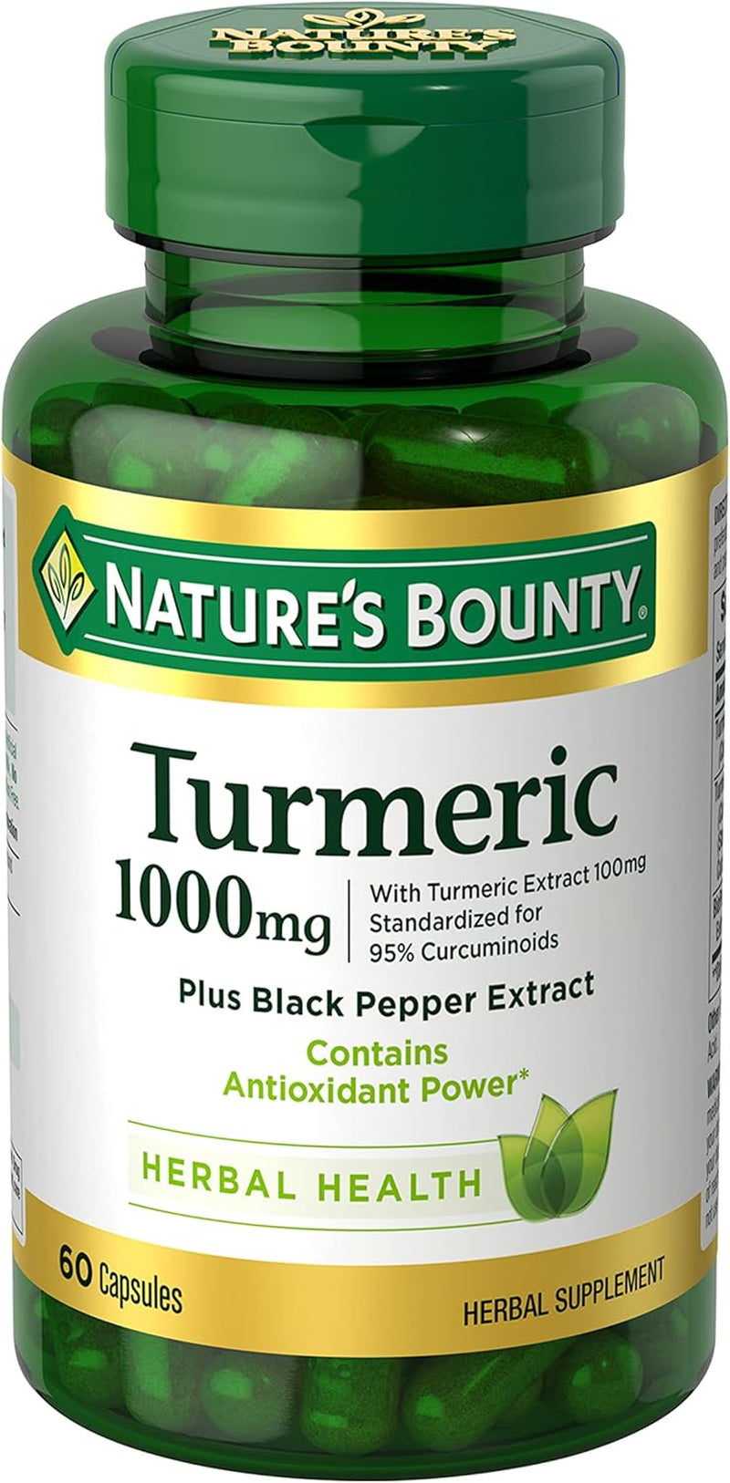 Turmeric with Black Pepper Extract, Supports Antioxidant Health, 1000Mg, 60 Capsules