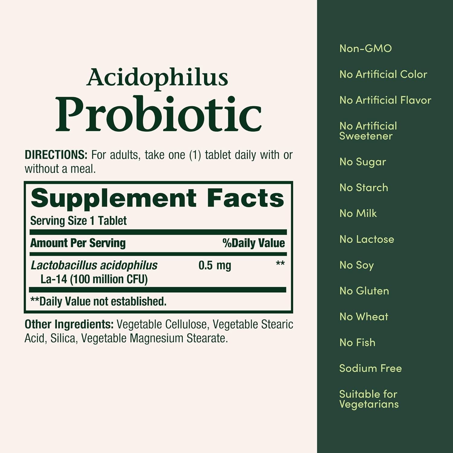 Acidophilus Probiotic, Daily Probiotic Supplement, Digestive Health, 200 Tablets, Twin Pack