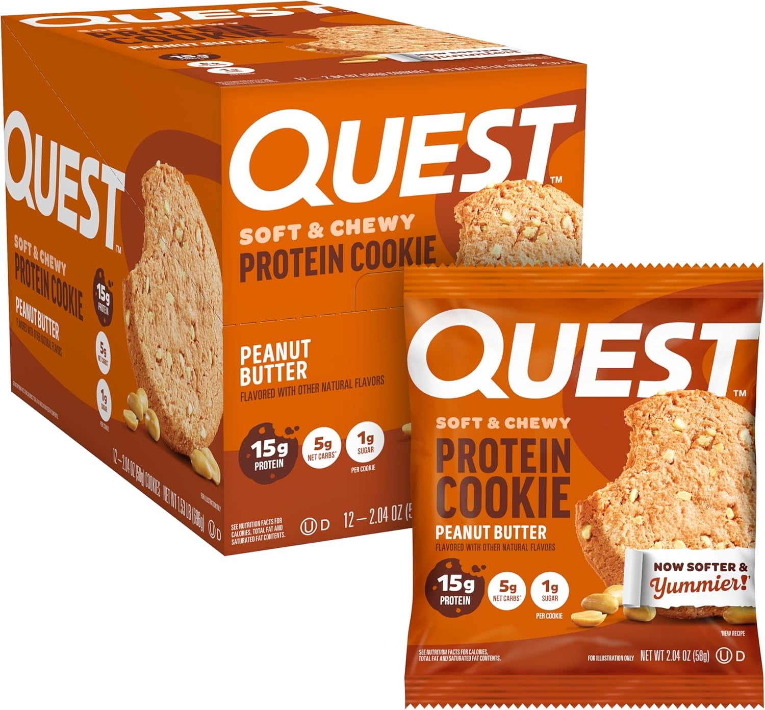 Nutrition Chocolate Chip Protein Cookie, 15G Protein, 1G Sugar, 2G Net Carbs, Keto Friendly, High Protein, Low Carb; 12 Count