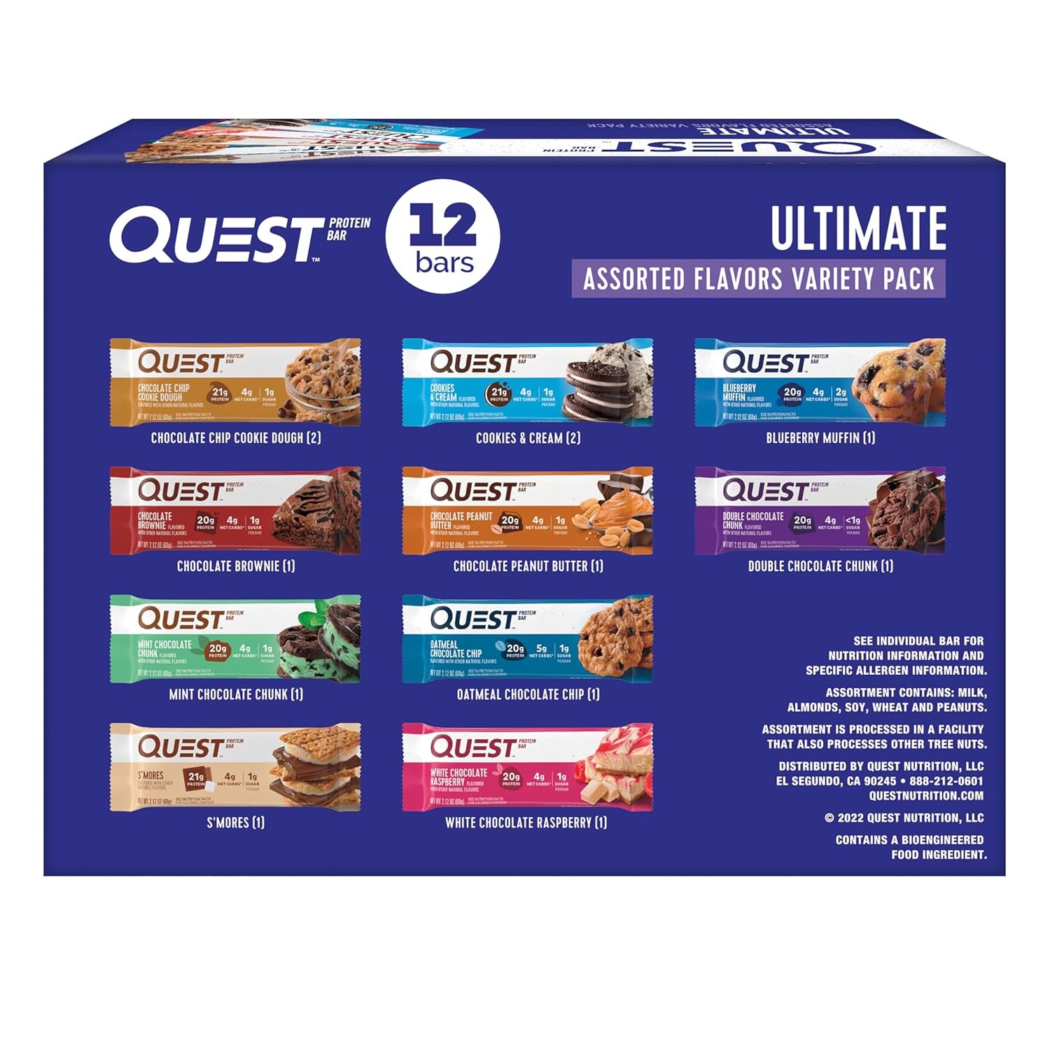 Nutrition Ultimate Variety Pack Protein Bars, High Protein, Low Carb, Gluten Free, Keto Friendly, 12 Count