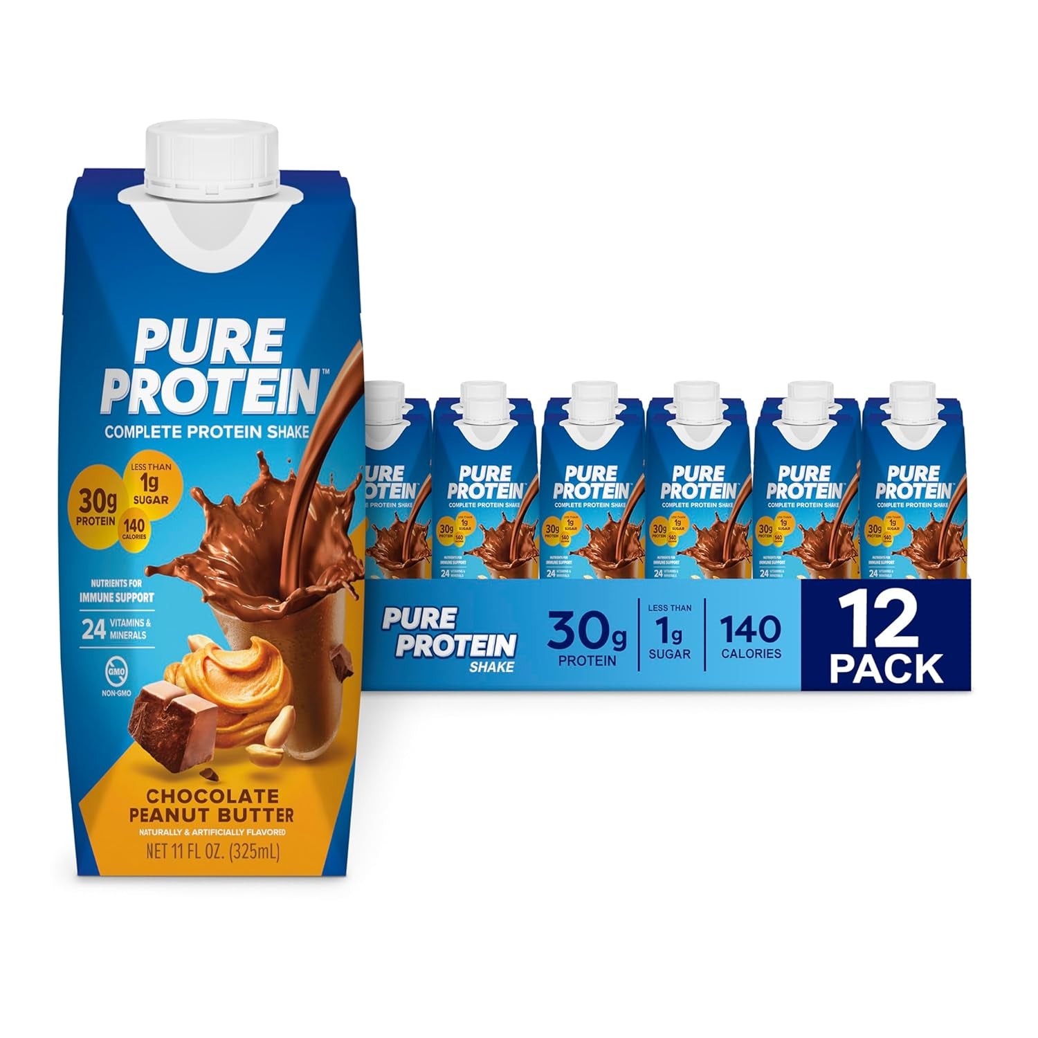 Vanilla Protein Shake, 30G Complete Protein, Vitamins A, C, D, and E plus Zinc to Support Immune Health, Ready to Drink and Keto-Friendly, 11Oz Bottles, 12 Pack