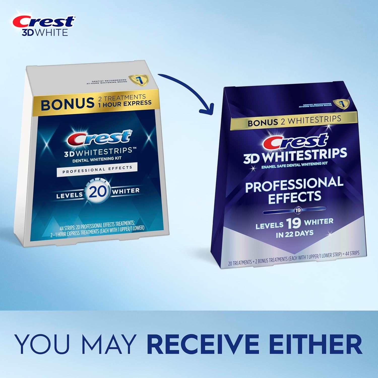 3D Whitestrips Professional Effects – Teeth Whitening Kit, 22 Treatments (20 + 2 Bonus), Each with 1 Upper/1Lower, 44 Strips –  3Dwhite Teeth Whitening Strips