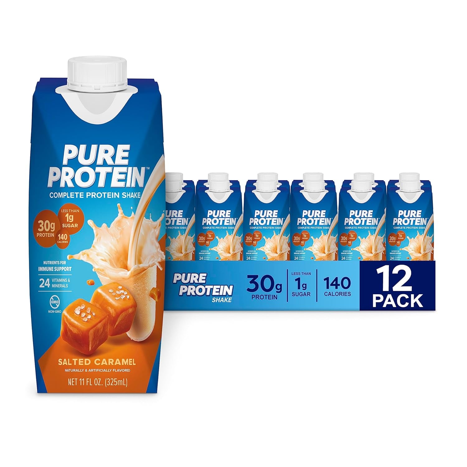 Vanilla Protein Shake, 30G Complete Protein, Vitamins A, C, D, and E plus Zinc to Support Immune Health, Ready to Drink and Keto-Friendly, 11Oz Bottles, 12 Pack