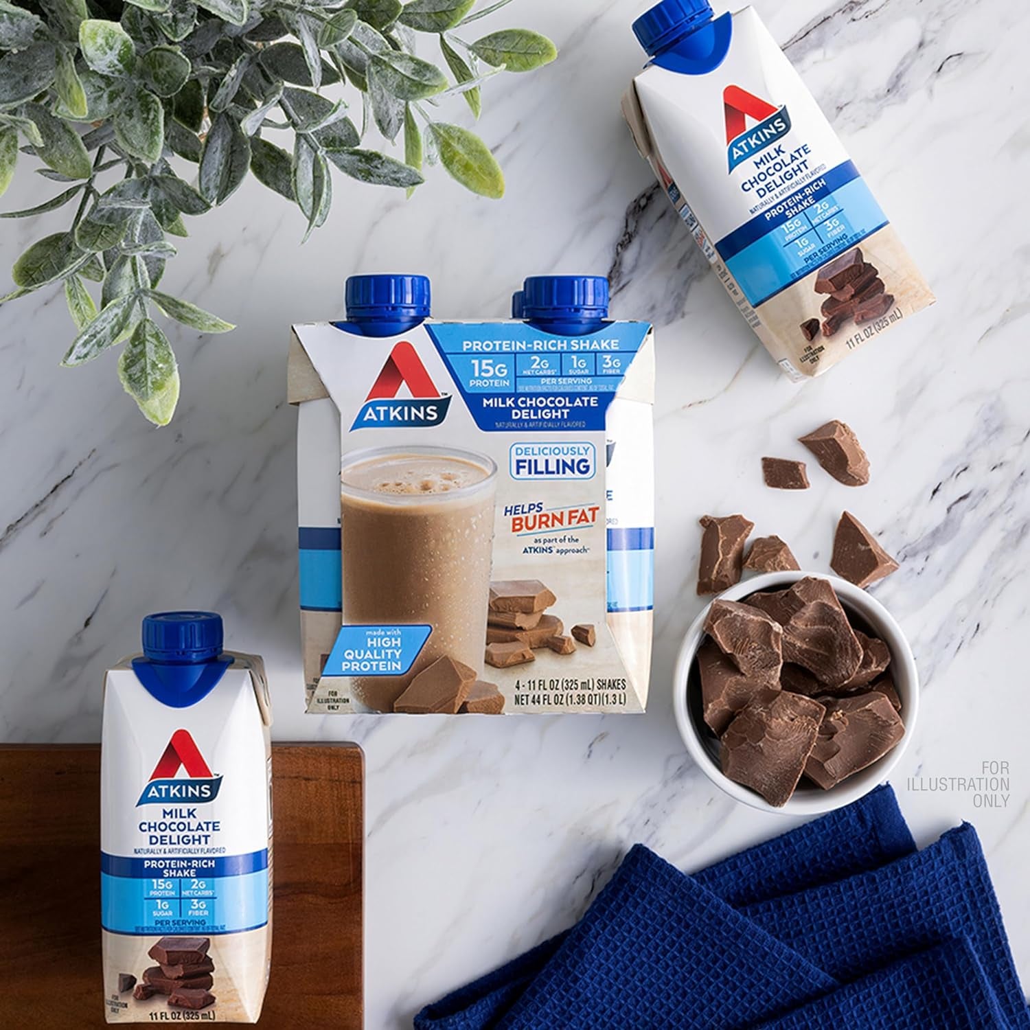 Milk Chocolate Delight High Protein Shake, 15G Protein, Low Glycemic , 2G Net Carb, 1G Sugar, Keto Friendly , Chocolate Flavored Protein Shakes, 12 Count