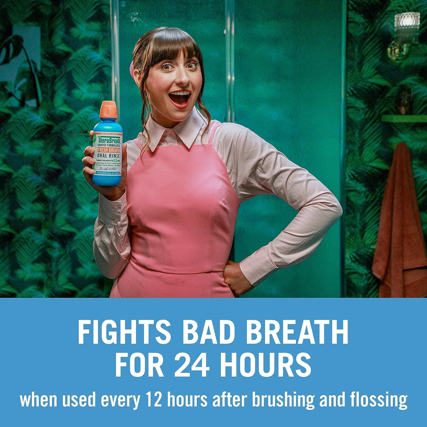 Fresh Breath Mouthwash, Icy Mint Flavor, Alcohol-Free, 16 Fl Oz (Pack of 2)