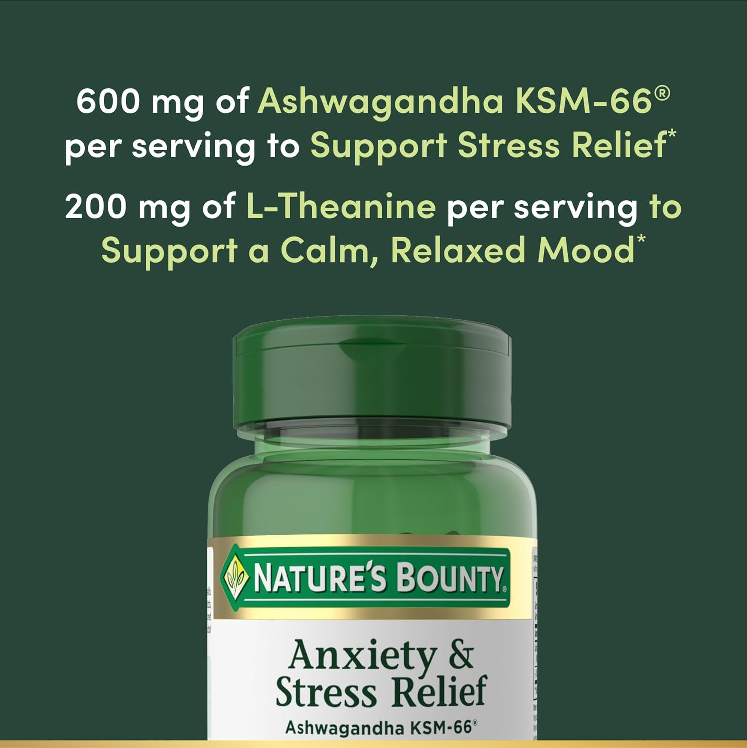 Stress Relief, Ashwagandha KSM-66, Supports Occasional Stress Relief, Dietary Supplement, 2 Tablets per Day, Vegetarian Tablets, Gluten Free, 90 Ct