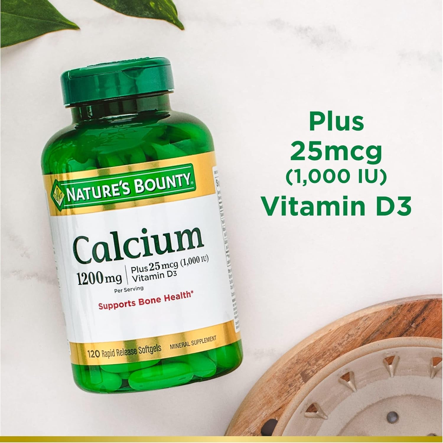 Calcium 1200 Mg with Vitamin D3 - Bone Health Softgels, Calcium and Vitamin D Supplement, 120 Ct (2-Pack)